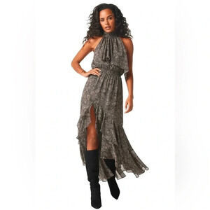 Misa Los Angeles Aneva High Low Dress In Metallic Paisley Women Size XS, S